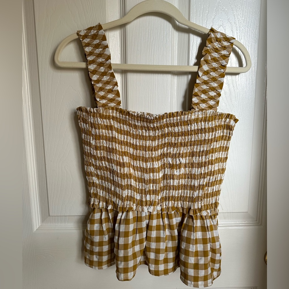 Mustard and white checkered Entro tank top